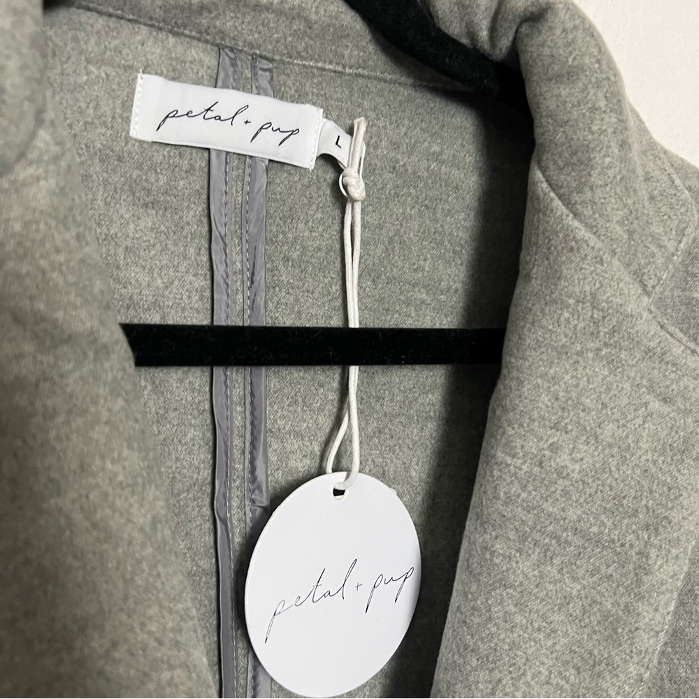 NWT Petal & Pup Long Grey Coat Lightweight Single Button Collared Coat - Picture 6 of 9